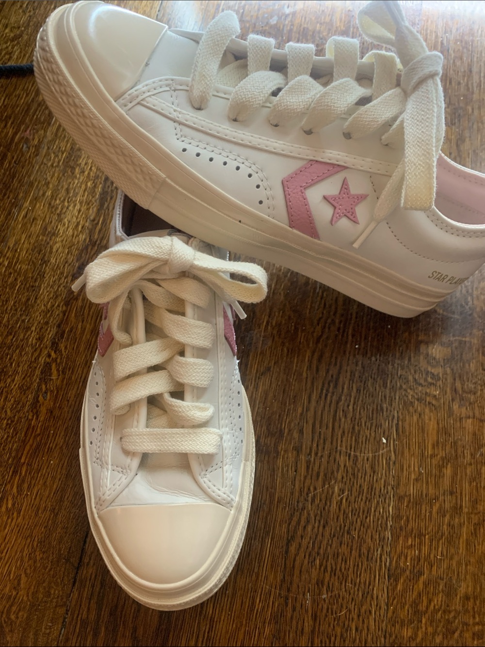 Converse Star player 76' Cream Sneakers with Pink Star Accent